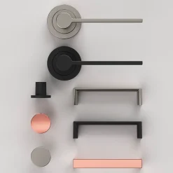 GoodHome Poignée De Porte<Ensemble poignée sur rosace Droit à visser Dotz mat noir Ø52mm