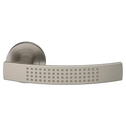 GoodHome Ensemble poignée sur rosace rond à visser Diss effet nickel satin gris Ø50mm- Poignée De Porte