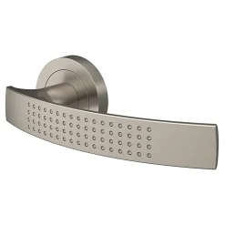 GoodHome Ensemble poignée sur rosace rond à visser Diss effet nickel satin gris Ø50mm- Poignée De Porte