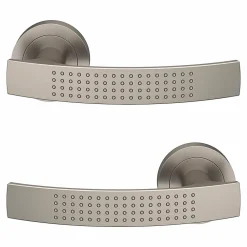 GoodHome Ensemble poignée sur rosace rond à visser Diss effet nickel satin gris Ø50mm- Poignée De Porte