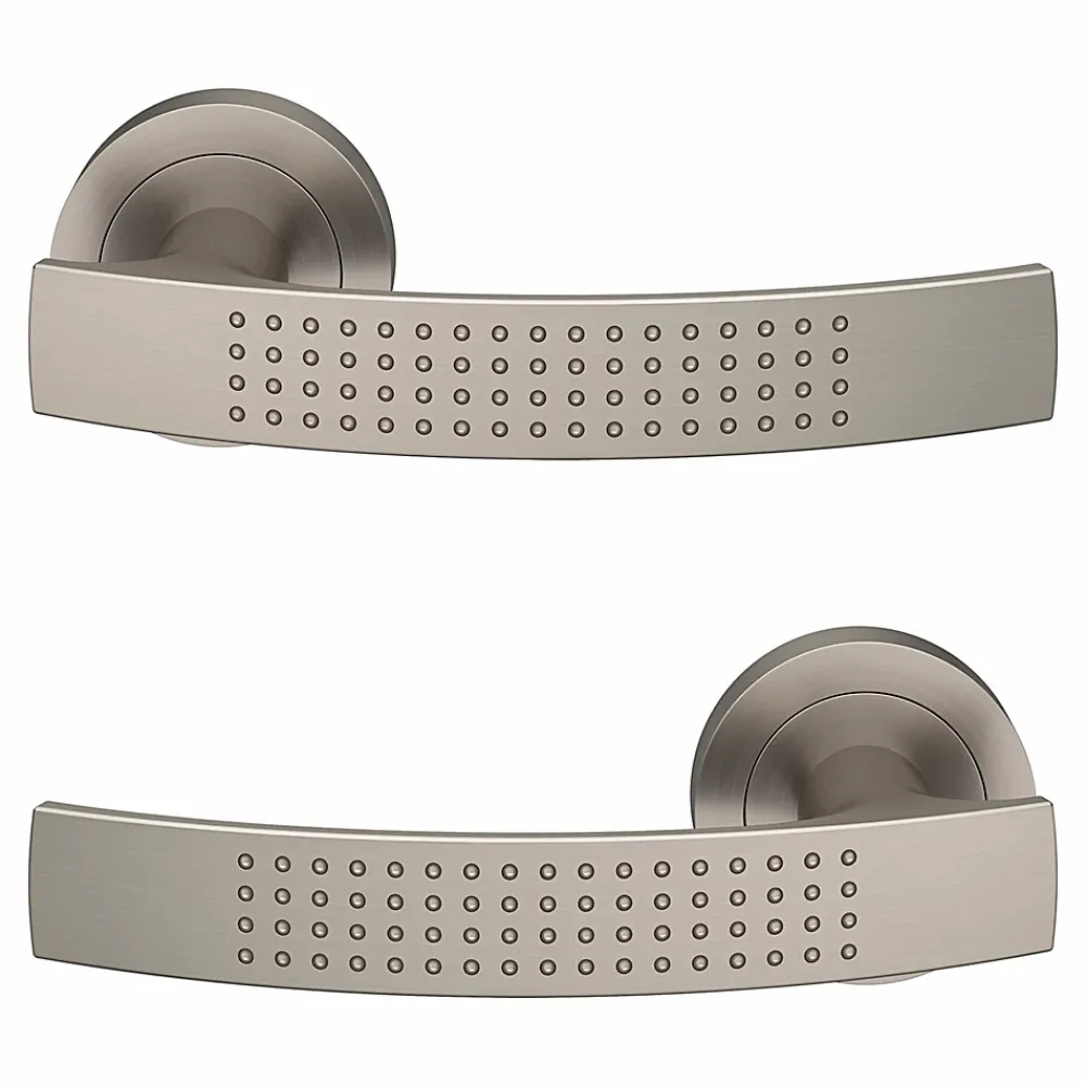 GoodHome Ensemble poignée sur rosace rond à visser Diss effet nickel satin gris Ø50mm- Poignée De Porte