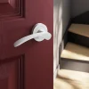 GoodHome Ensemble poignée sur rosace rond à visser Beare mat blanc Ø50mm- Poignée De Porte