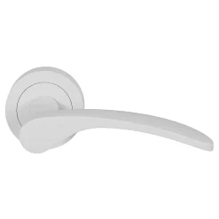 GoodHome Ensemble poignée sur rosace rond à visser Beare mat blanc Ø50mm- Poignée De Porte