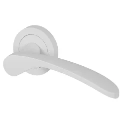 GoodHome Ensemble poignée sur rosace rond à visser Beare mat blanc Ø50mm- Poignée De Porte