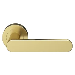 GoodHome Ensemble poignée sur rosace rond à visser Minzh effet laiton satin or Ø50mm- Poignée De Porte