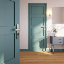 GoodHome Poignée De Porte<Ensemble poignée sur rosace rond à visser Kerver effet nickel satin gris Ø52.5mm