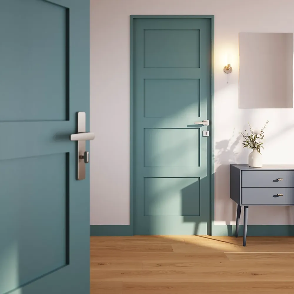 GoodHome Poignée De Porte<Ensemble poignée sur rosace rond à visser Kerver effet nickel satin gris Ø52.5mm