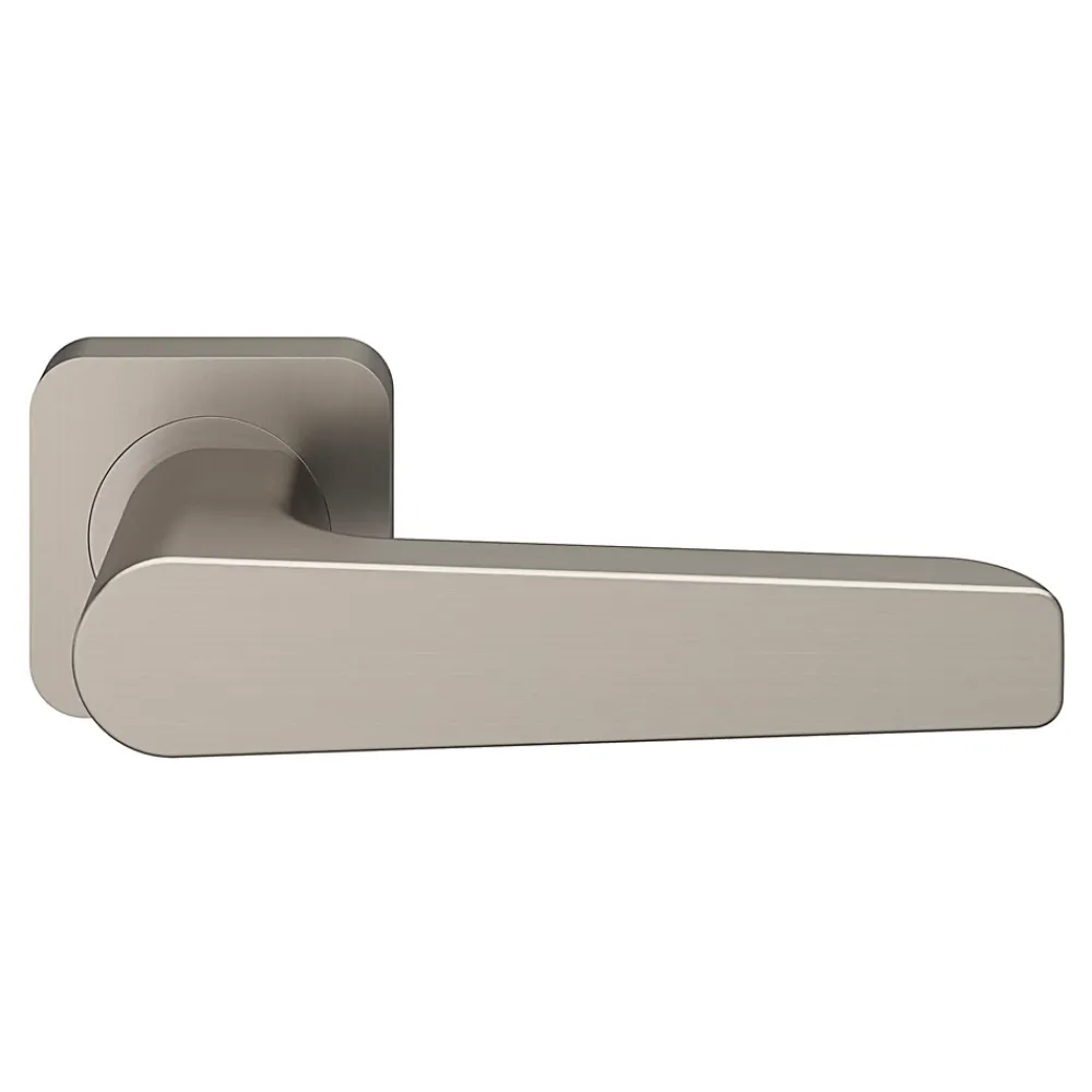 GoodHome Poignée De Porte<Ensemble poignée sur rosace rond à visser Kerver effet nickel satin gris Ø52.5mm