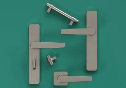 GoodHome Poignée De Porte<Ensemble poignée sur rosace rond à visser Kerver effet nickel satin gris Ø52.5mm