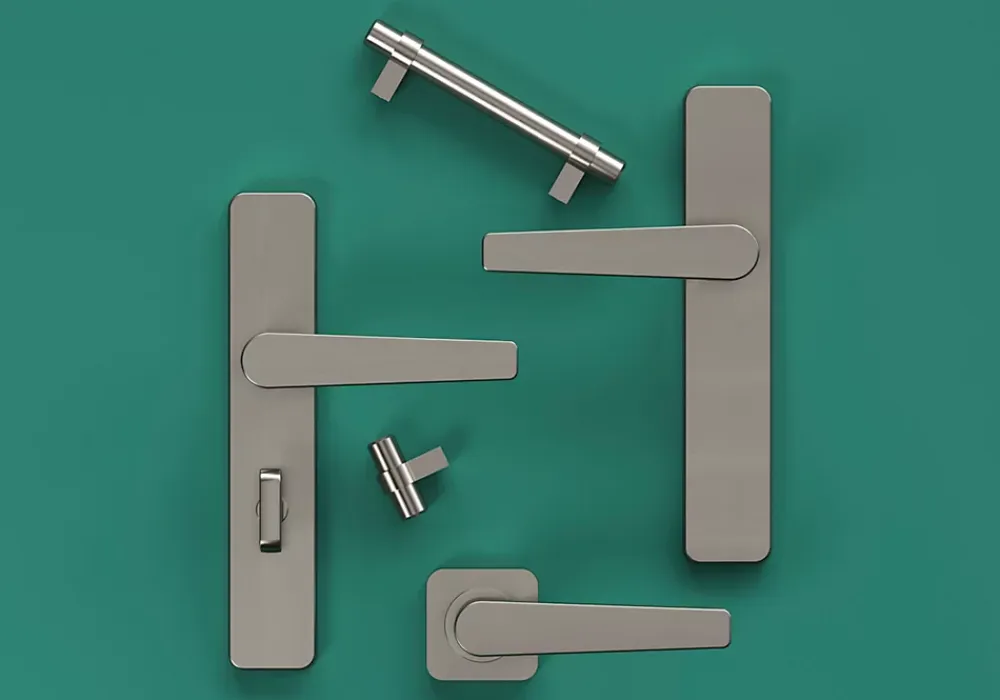 GoodHome Poignée De Porte<Ensemble poignée sur rosace rond à visser Kerver effet nickel satin gris Ø52.5mm