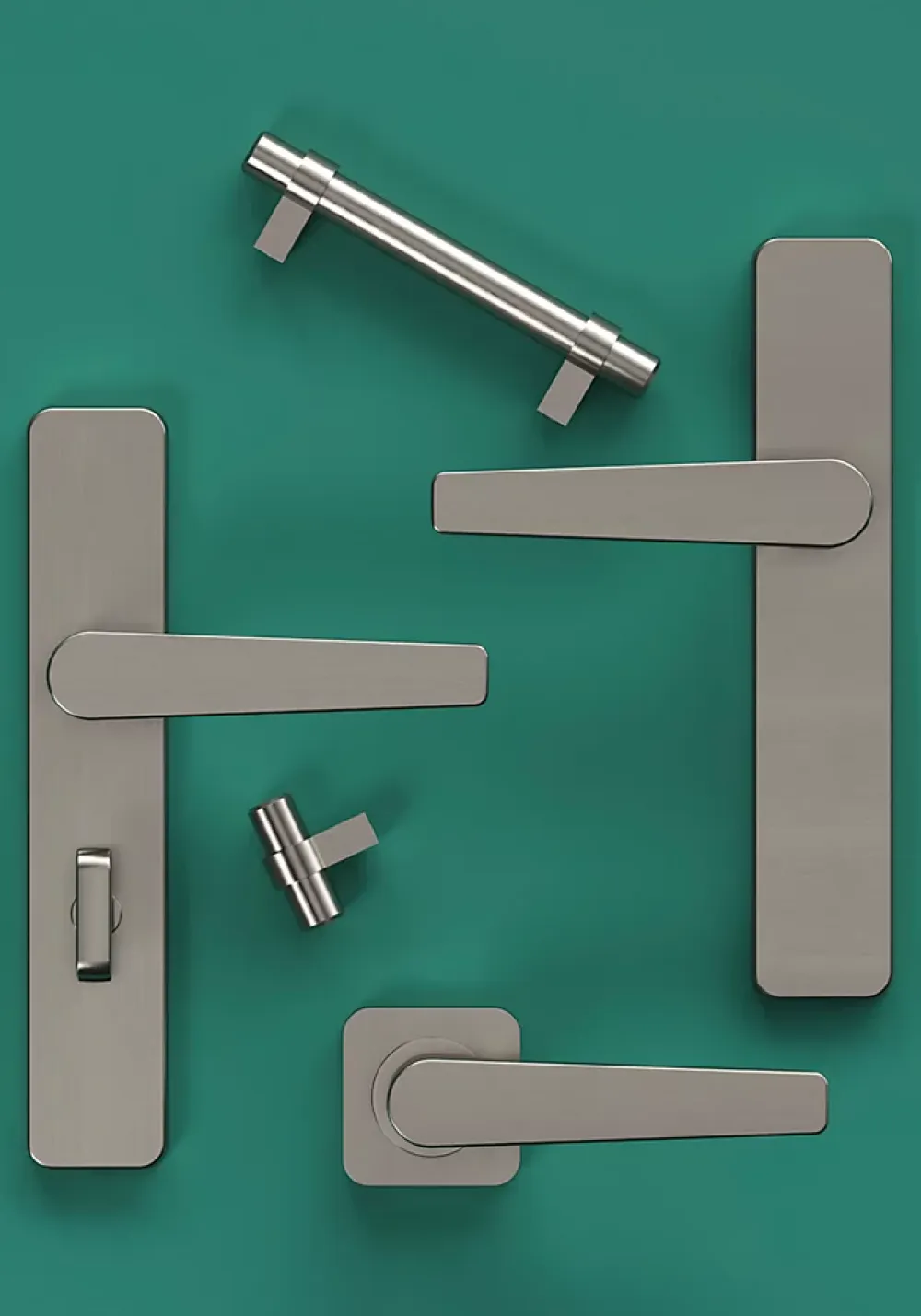 GoodHome Poignée De Porte<Ensemble poignée sur rosace rond à visser Kerver effet nickel satin gris Ø52.5mm