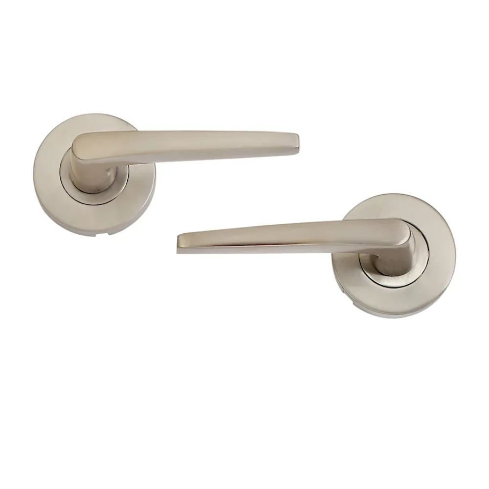 Ensemble poignée sur rosace rond à pousser Colan aluminium argent Ø52mm- Poignée De Porte