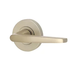 Ensemble poignée sur rosace rond à pousser Colan aluminium argent Ø52mm- Poignée De Porte