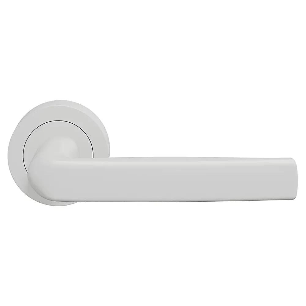 GoodHome Ensemble poignée sur rosace Incurvé à visser Primel mat blanc Ø52mm- Poignée De Porte