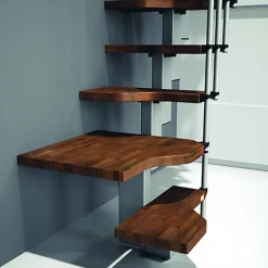 Matisere Escalier 1 quart tournant 13 marches - Hauteur à franchir de 2.81 à 3.33m - Largeur 61cm - Couleur noyer et gris -- Escalier Quart Tournant