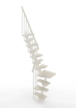 Matisere Escalier 1 quart tournant 9 marches - Hauteur à franchir de 2.01 à 2.37m - Largeur 61cm - Couleur bois et blanc -- Escalier Quart Tournant