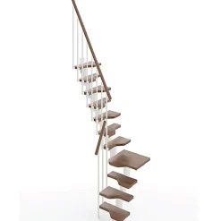 Matisere Escalier 1 quart tournant 11 marches - Hauteur à franchir de 2.41 à 2.85m - Largeur 61cm - Couleur noyer et gris -- Escalier Quart Tournant