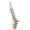 Matisere Escalier 1 quart tournant 14 marches - Hauteur à franchir de 3.01 à 3.57m - Largeur 61cm - Couleur noyer et gris -- Escalier Quart Tournant