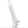 Matisere Escalier 1 quart tournant 14 marches - Hauteur à franchir de 3.01 à 3.57m - Largeur 61cm - Couleur bois et blanc -- Escalier Quart Tournant