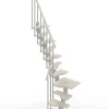 Matisere Escalier 1 quart tournant 9 marches - Hauteur à franchir de 2.01 à 2.37m - Largeur 61cm - Couleur bois et blanc -- Escalier Quart Tournant