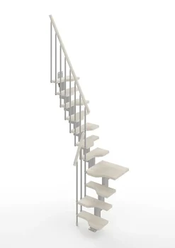 Matisere Escalier 1 quart tournant 9 marches - Hauteur à franchir de 2.01 à 2.37m - Largeur 61cm - Couleur bois et blanc -- Escalier Quart Tournant