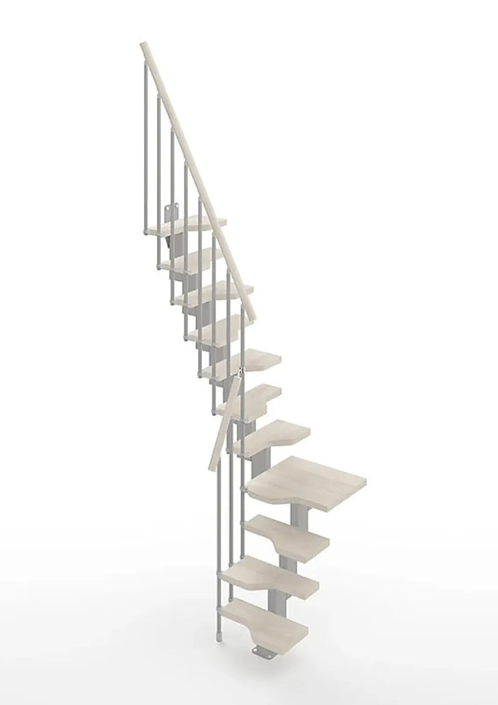 Matisere Escalier 1 quart tournant 9 marches - Hauteur à franchir de 2.01 à 2.37m - Largeur 61cm - Couleur bois et blanc -- Escalier Quart Tournant