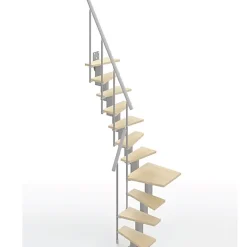 Matisere Escalier 1 quart tournant 10 marches - Hauteur à franchir de 2.20 à 2.60m - Largeur 60cm - Couleur bois et blanc -- Escalier Quart Tournant