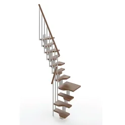 Matisere Escalier Quart Tournant<Escalier 1 quart tournant 11 marches - Hauteur à franchir de 2.41 à 2.85m - Largeur 61cm - Couleur noyer et gris -
