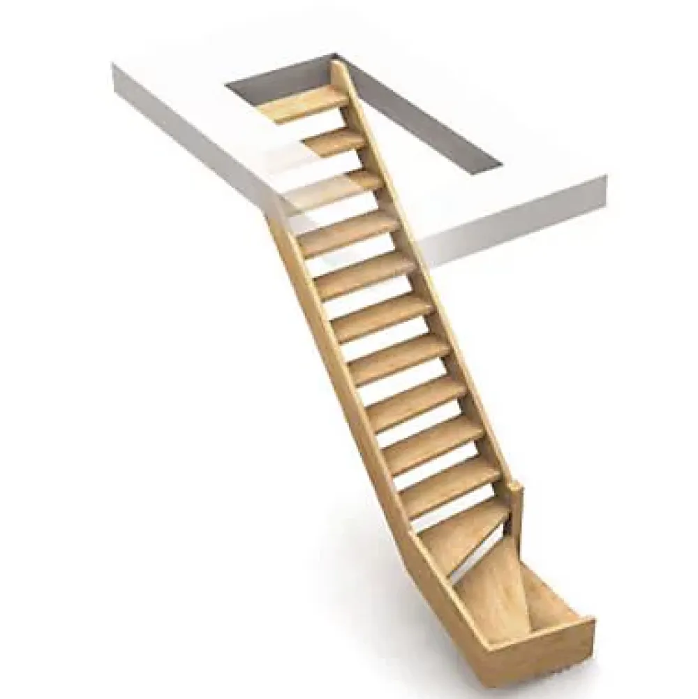 Escalier 1/4 tournant droit bois Normandie l.80 cm 13 marches sapin- Escalier Quart Tournant