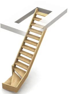 Escalier Quart Tournant<Escalier 1/4 tournant gauche bois Normandie l.80 cm 13 marches sapin