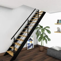 Kordo Escalier Quart Tournant<Escalier bois droit noir à LED intégrées, Spectra