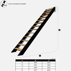 Kordo Escalier Quart Tournant<Escalier bois droit noir à LED intégrées, Spectra