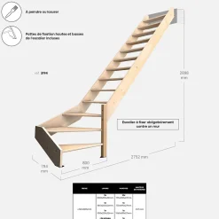 Kordo Escalier Quart Tournant<Escalier bois hêtre quart-tournant droit, Nostra