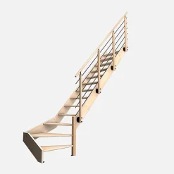 Kordo Escalier bois hêtre quart-tournant droit avec garde-corps, Nostra- Escalier Quart Tournant