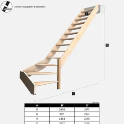 Kordo Escalier bois hêtre quart-tournant droit avec garde-corps, Nostra- Escalier Quart Tournant
