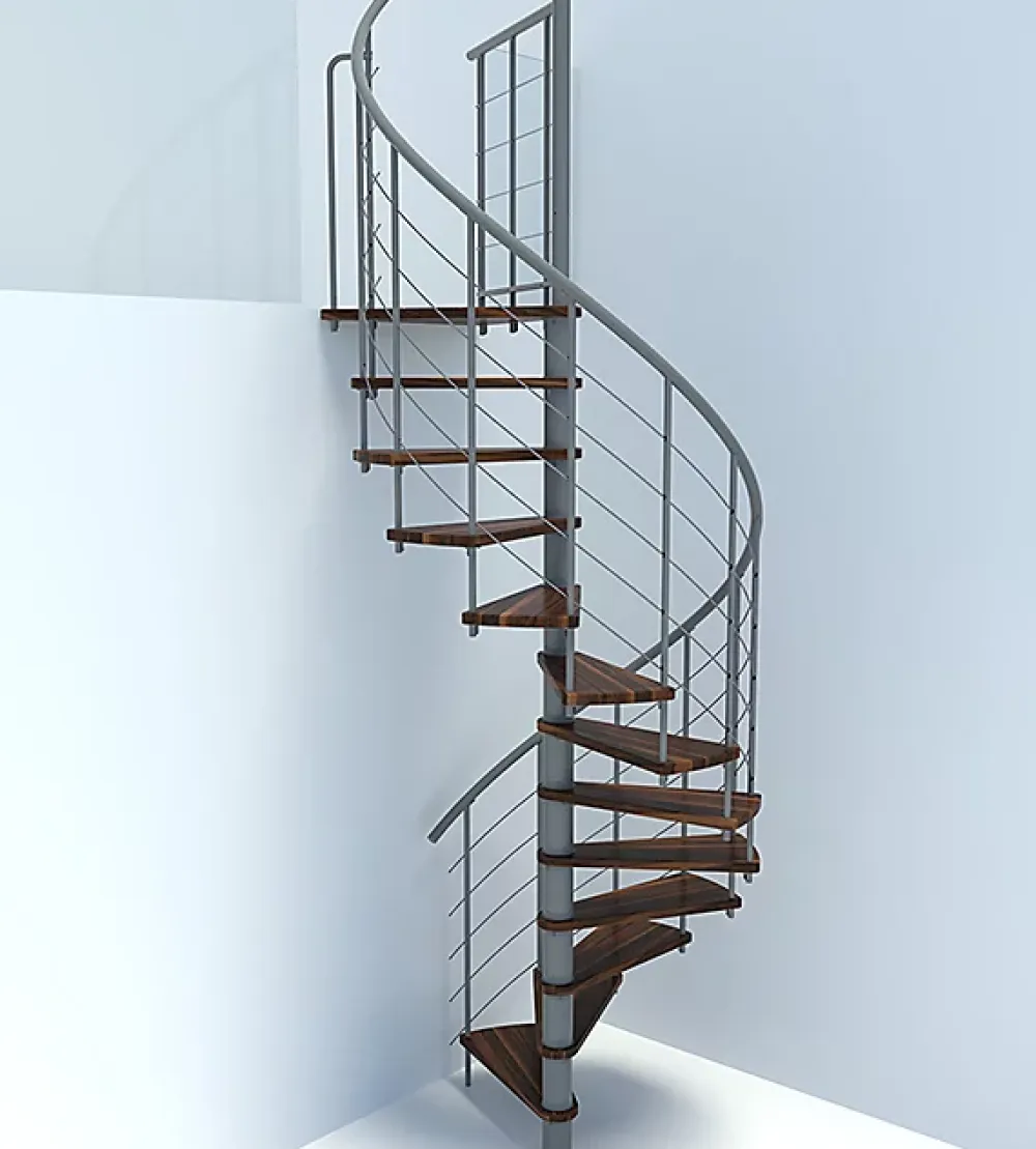 Matisere Escalier Colimaçon<Escalier colimaçon 13 marches - Diamètre 140cm - Hauteur à franchir 2.54 à 3.05m - Gris et Noyer - VENE140-SGMNOY-13