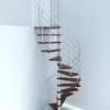 Matisere Escalier colimaçon 9 marches - Diamètre 140cm - Hauteur à franchir 1.76 à 2.12m - Blanc et Noyer - VENE140-SBMNOY-9- Escalier Colimaçon