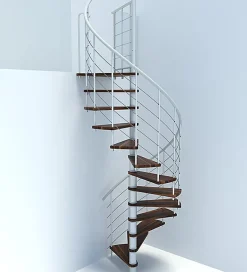 Matisere Escalier Colimaçon<Escalier colimaçon 13 marches - Diamètre 140cm - Hauteur à franchir 2.54 à 3.05m - Blanc et Noyer - VENE140-SBMNOY-13