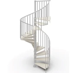 Matisere Escalier Quart Tournant<Escalier colimaçon 13 marches - Hauteur à franchir de 2.67m à 3.12m - Diamètre 1.05m - Structure blanche et marche blanchi -