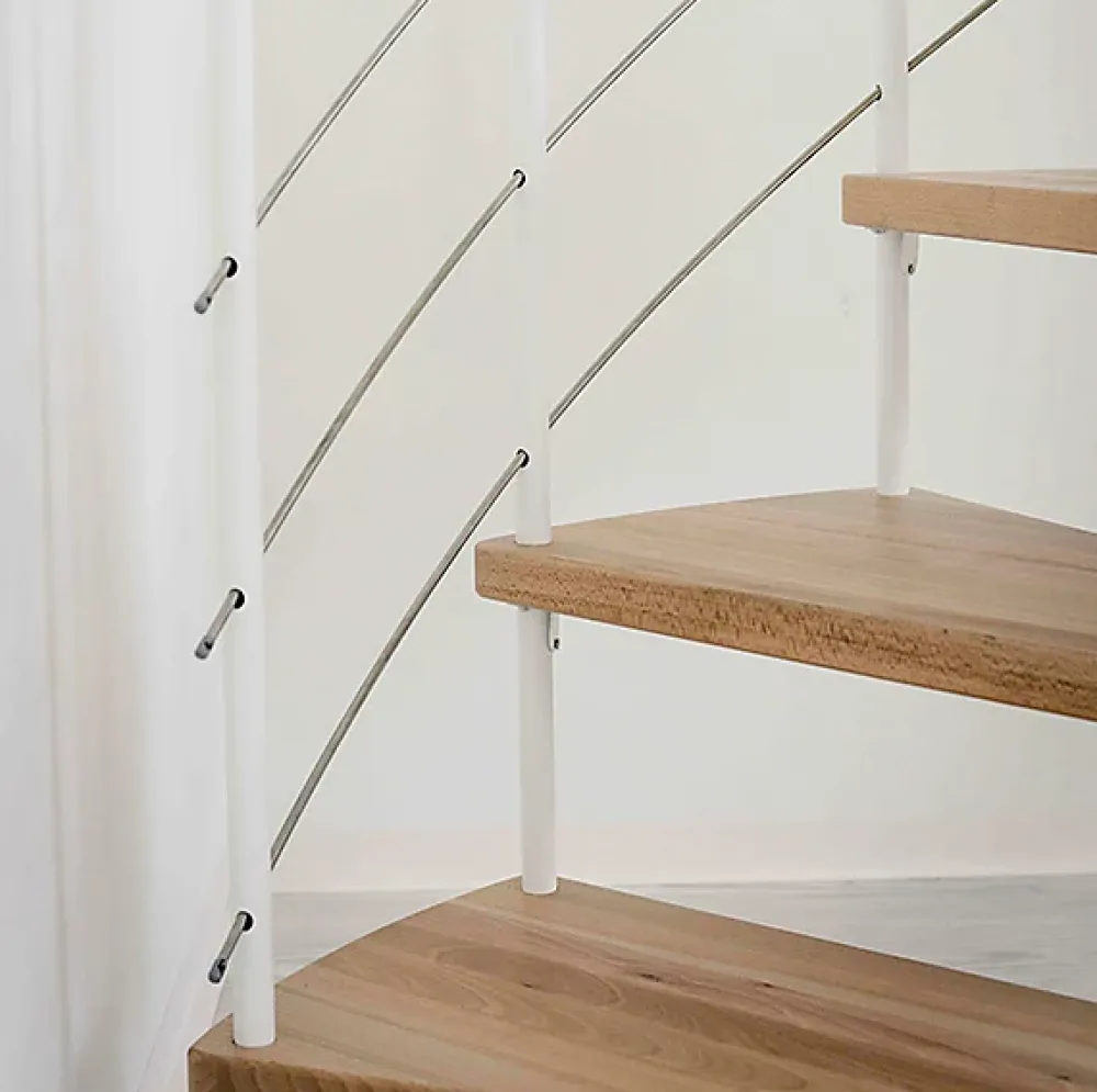 Matisere Escalier Quart Tournant<Escalier colimaçon 9 marches - Hauteur à franchir 1.76 à 2.12m - Structure grise et marche hêtre - Diamètre 100cm - VENE100/GH-9