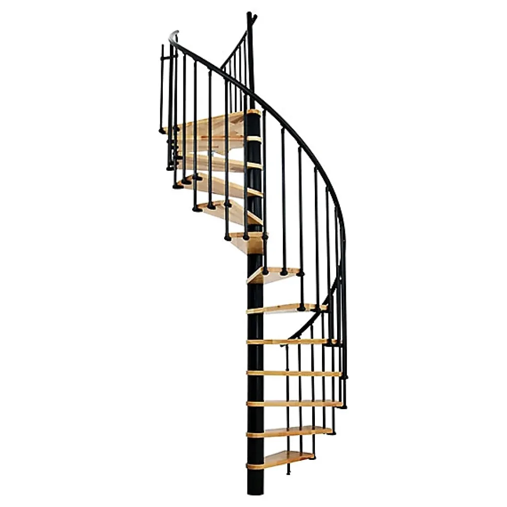 Matisere Escalier Colimaçon<Escalier colimaçon 12 marches - Hauteur à franchir 2.28 à 2.82m - Diamètre 120cm - Structure noire et marche hêtre - BERL120-NH/12
