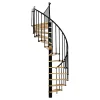 Matisere Escalier colimaçon 10 marches - Hauteur à franchir 1.90 à 2.35m - Diamètre 140cm - Structure noire et marche hêtre - BERL140-NH-10- Escalier Colimaçon