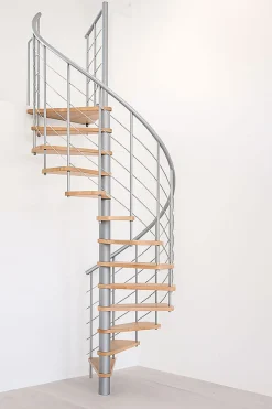 Matisere Escalier Quart Tournant<Escalier colimaçon 13 marches - Hauteur à franchir 2.54 à 3.05m - Structure grise et marche hêtre - Diamètre 100cm - VENE100/GH-13