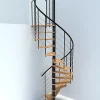 Matisere Escalier Colimaçon<Escalier colimaçon 11 marches - Diamètre 120cm - Hauteur à franchir 2.15 à 2.59m - Noir et hêtre - VENE120-SNMNAT-11