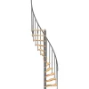 Matisere Escalier Quart Tournant<Escalier colimaçon 9 marches - Hauteur à franchir 1.90 à 2.35m - Structure grise et marche hêtre - Diamètre 140cm - SUON140/GH-9