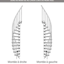 Matisere Escalier Quart Tournant<Escalier colimaçon 9 marches - Hauteur à franchir 1.90 à 2.35m - Structure grise et marche hêtre - Diamètre 140cm - SUON140/GH-9