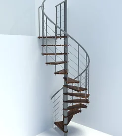 Matisere Escalier colimaçon 12 marches - Diamètre 120cm - Hauteur à franchir 2.34 à 2.82m - Gris et Noyer - VENE120-SGMNOY-12- Escalier Colimaçon