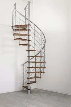 Matisere Escalier Colimaçon<Escalier colimaçon 12 marches - Diamètre 140cm - Hauteur à franchir 2.34 à 2.82m - Gris et Noyer - VENE140-SGMNOY-12