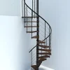 Matisere Escalier colimaçon 11 marches - Diamètre 140cm - Hauteur à franchir 2.15 à 2.59m - Noir et Noyer - VENE140-SNMNOY-11- Escalier Colimaçon