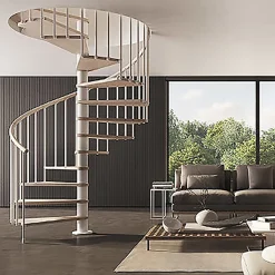Matisere Escalier Quart Tournant<Escalier colimaçon 13 marches - Hauteur à franchir de 2.67m à 3.12m - Diamètre 1.05m - Structure anthracite et marche noyer -